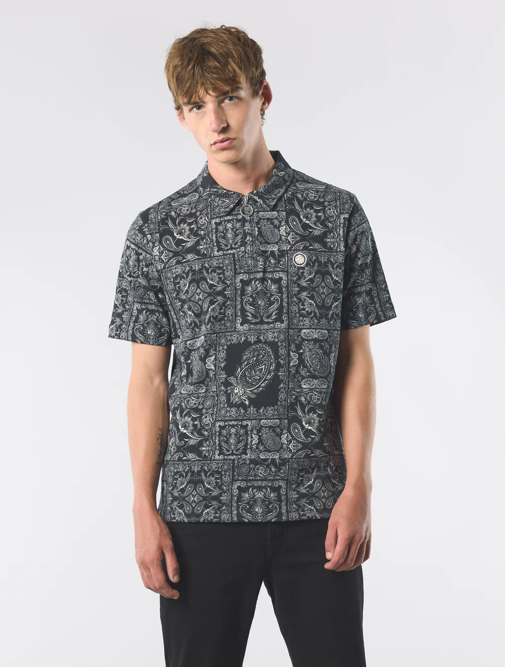 Patchwork Paisley Zip Polo