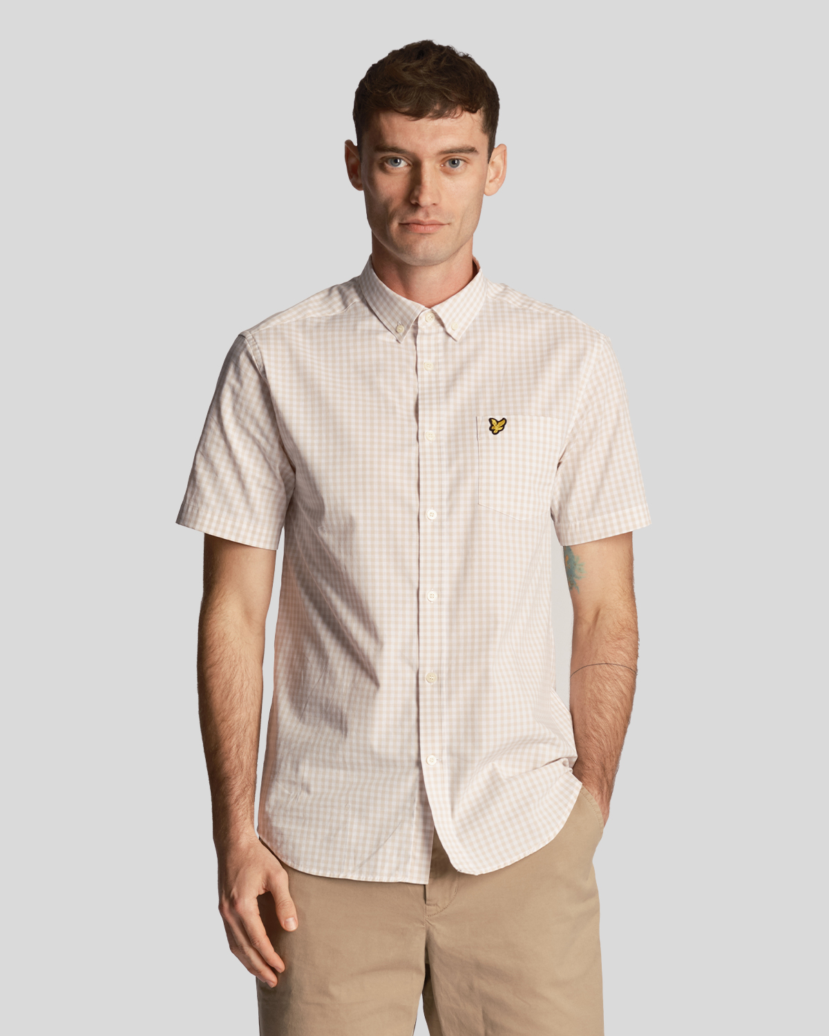 Short Sleeve Slim Fit Gingham Shirt