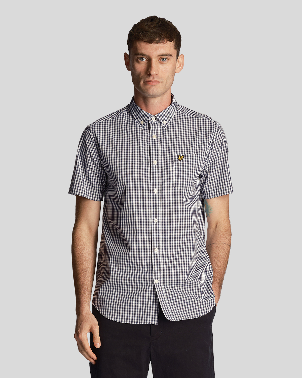 Short Sleeve Slim Fit Gingham Shirt