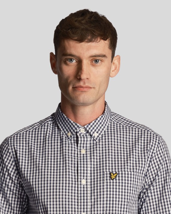 Short Sleeve Slim Fit Gingham Shirt