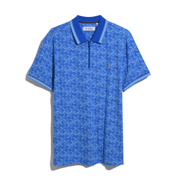 Jacquard Geometric Print Qtr  Polo Shirt