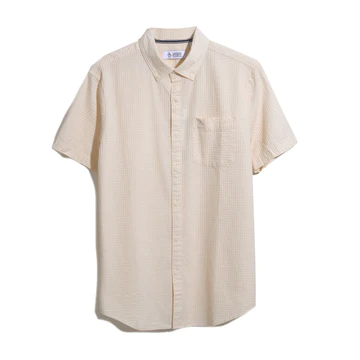 Cotton Dobbu Basketweave Textured Short Sleeve Button-Down Shirt