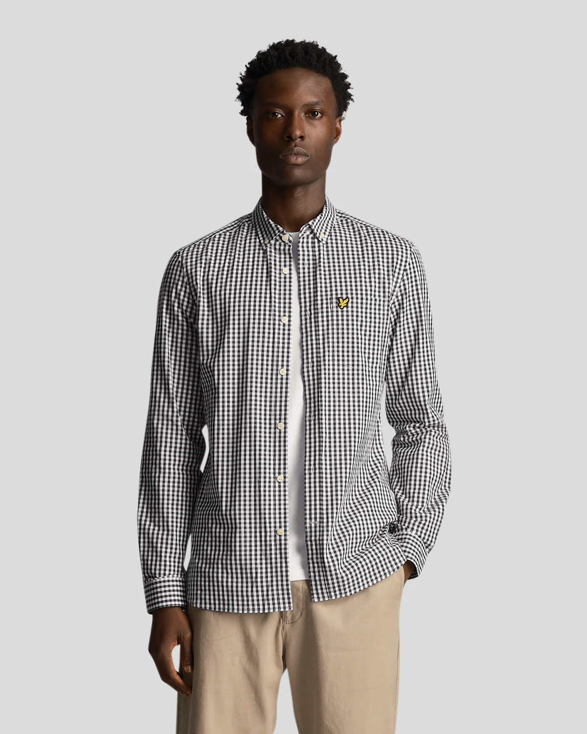 Long Sleeve Slim Fit Gingham Shirt