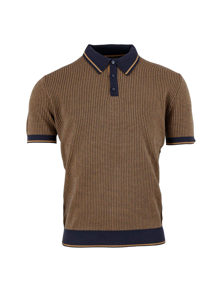 Jacquard Dogtooth Knitted Polo