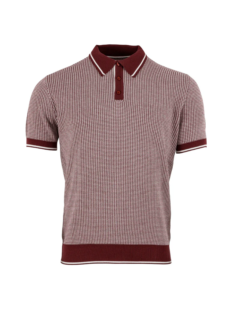 Jacquard Dogtooth Knitted Polo