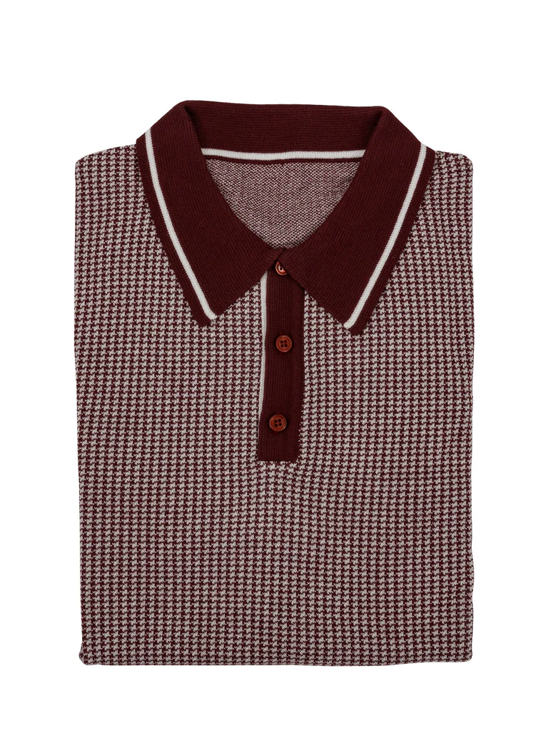 Jacquard Dogtooth Knitted Polo