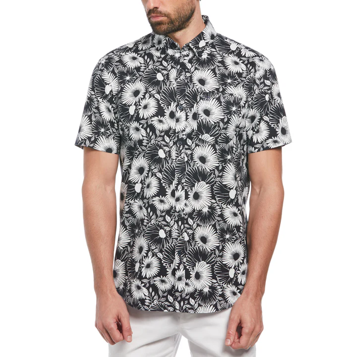 Ecovero Floral Print Short Sleeve Button-Down Shirt