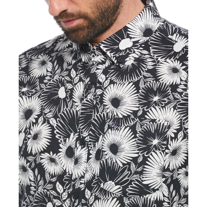 Ecovero Floral Print Short Sleeve Button-Down Shirt