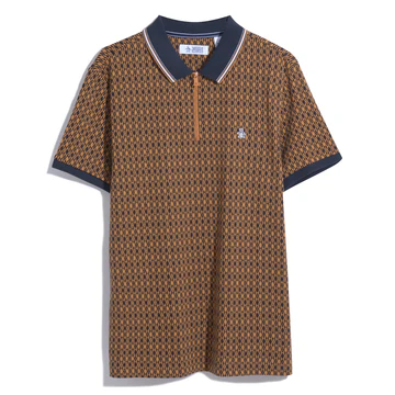 Jacquard Argyle Print 14 Zip Polo