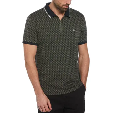 Jacquard Argyle Print 1/4 Zip Polo
