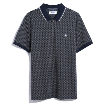 Jacquard Argyle Print 14 Zip Polo