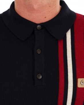 Soda 3 Button Long Sleeve Stripe Polo Shirt